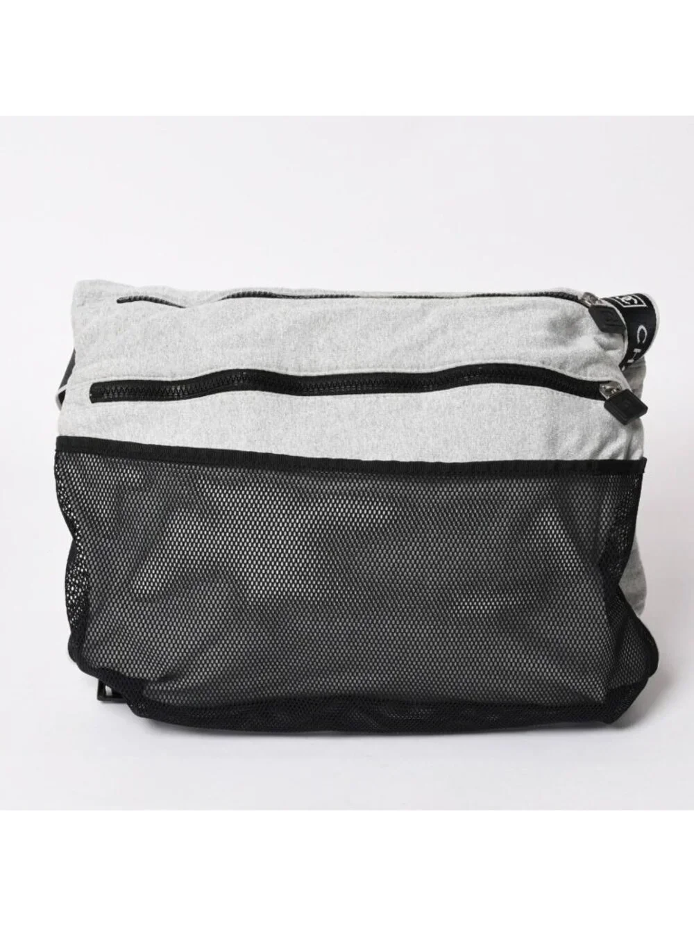 Chanel Sports Line Shoulder Bag CC Logo Choco Bar Gray Silver